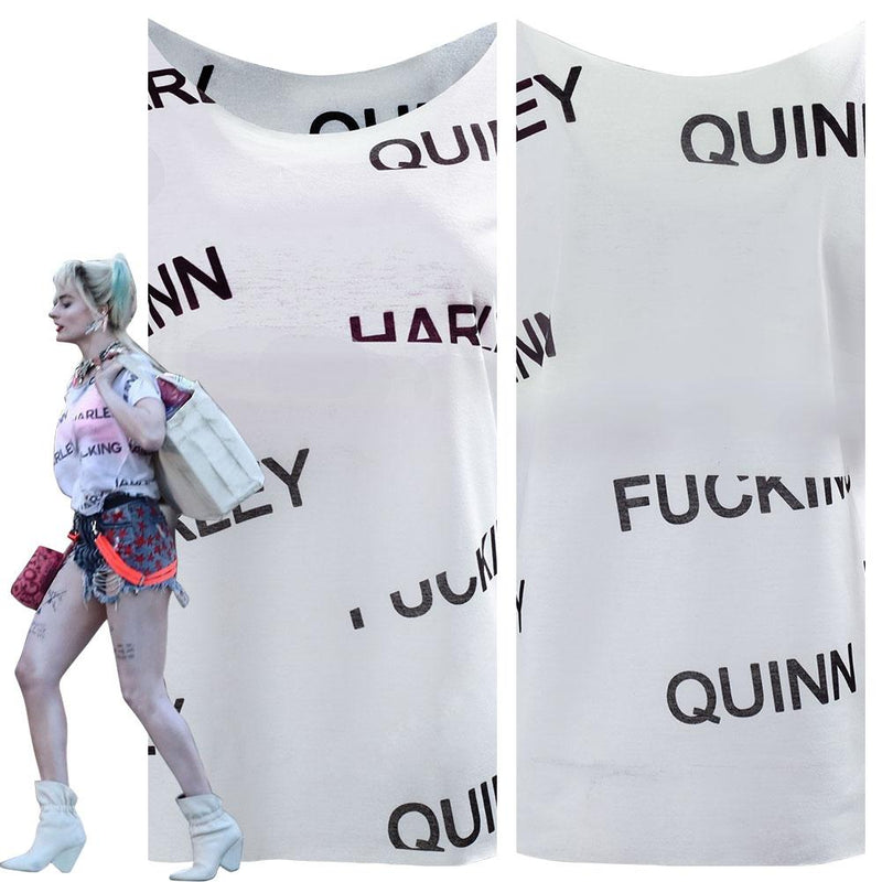 harley quinn white T-Shirt birds of prey women girl Cosplay Costume - CrazeCosplay