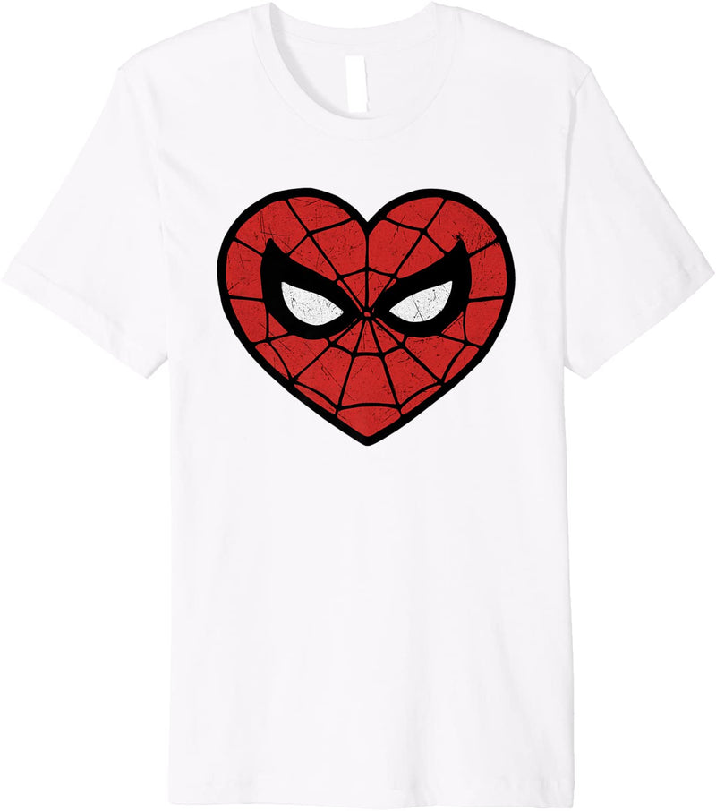 Marvel Spiderman Valentine's Web Heart Logo Premium T-Shirt - CrazeCosplay
