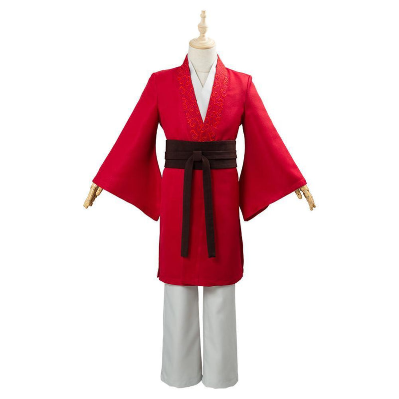 Movie Mulan Princess Hua Mulan Red Fancy Dress Chinese Han Fu Kids Children Halloween Carnival Outfit Cosplay Costume - CrazeCosplay