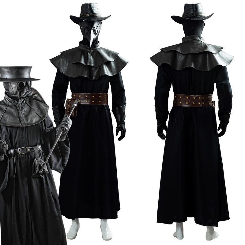 Plague Doctor Steampunk Bird Mask Cape Long Grown Hat Set Holloween Costume Cosplay Costume - CrazeCosplay