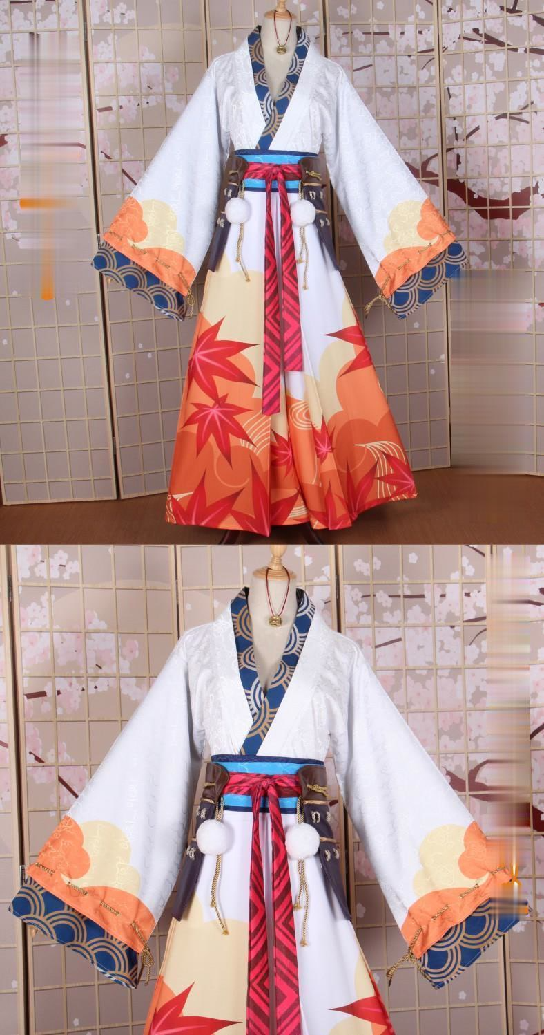 Onmyoji Ibaraki-douji Skin Maple Dye Autumn Kimono Unisex Cosplay Costume - CrazeCosplay