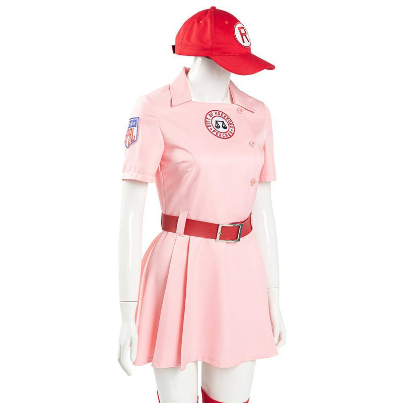 A League Of Their Own Dottie Women Pink Dress Outfits Halloween Carnival Suit Cosplay Costume - CrazeCosplay