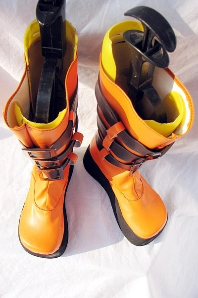 Togainu No Chi Rin Cosplay Boots Shoes Black Orange - CrazeCosplay