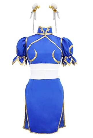 Street Fighter Chun Li Cosplay Costume Halloween Blue Dress - CrazeCosplay