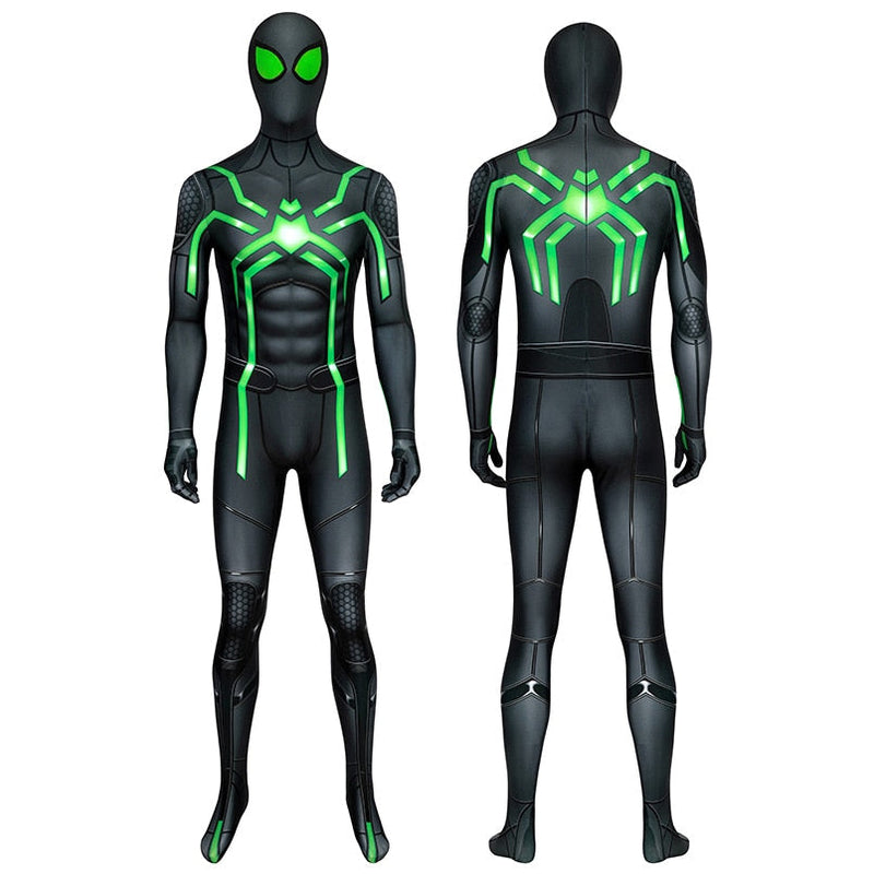 Black and Green Spiderman PS4 Stealth Suit Halloween Costume for Cosplay