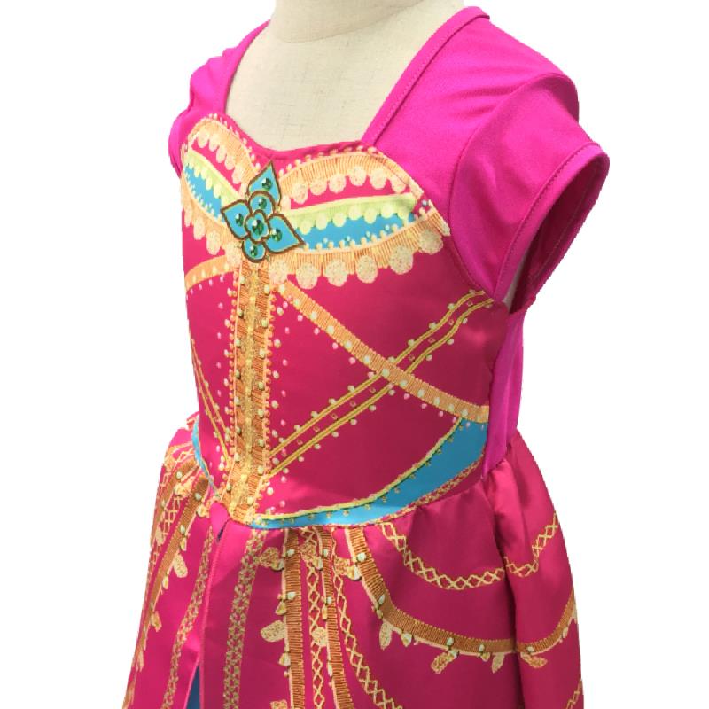 Aladdin Jasmine Dress Costume Pink Fuchsia Outfit For Kids - CrazeCosplay