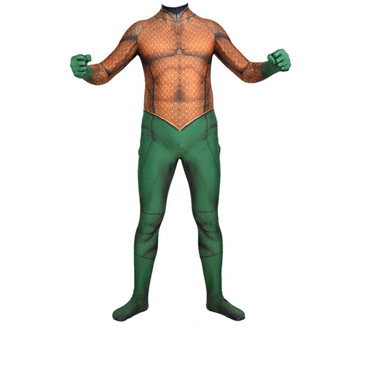 Anime Super Hero Aquaman Cosplay Zentai Costumes Aqua Man Jumpsuit - CrazeCosplay