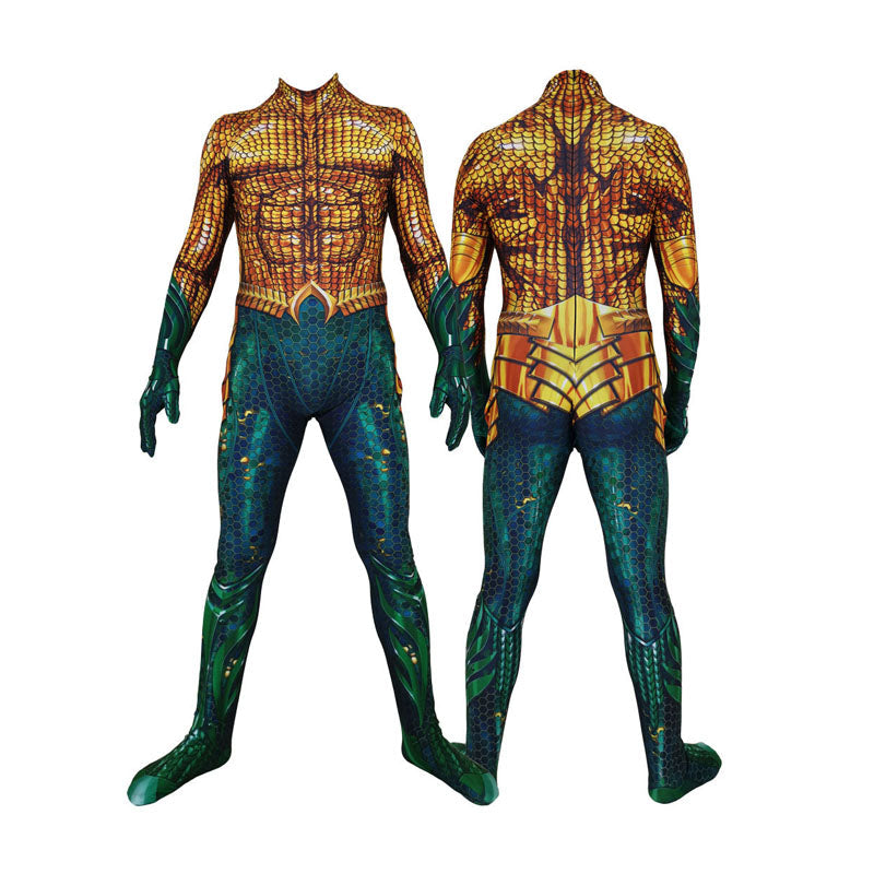 Aquaman Arthur Curry Halloween Cosplay Zentai Costume Aqua Man Jumpsuit - CrazeCosplay