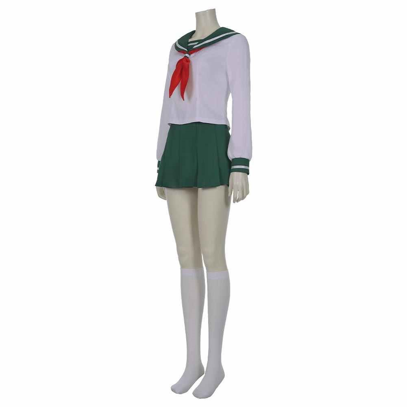 anime inuyasha kagome higurashi women girls uniform skirt outfit halloween carnival costume cosplay costume - CrazeCosplay