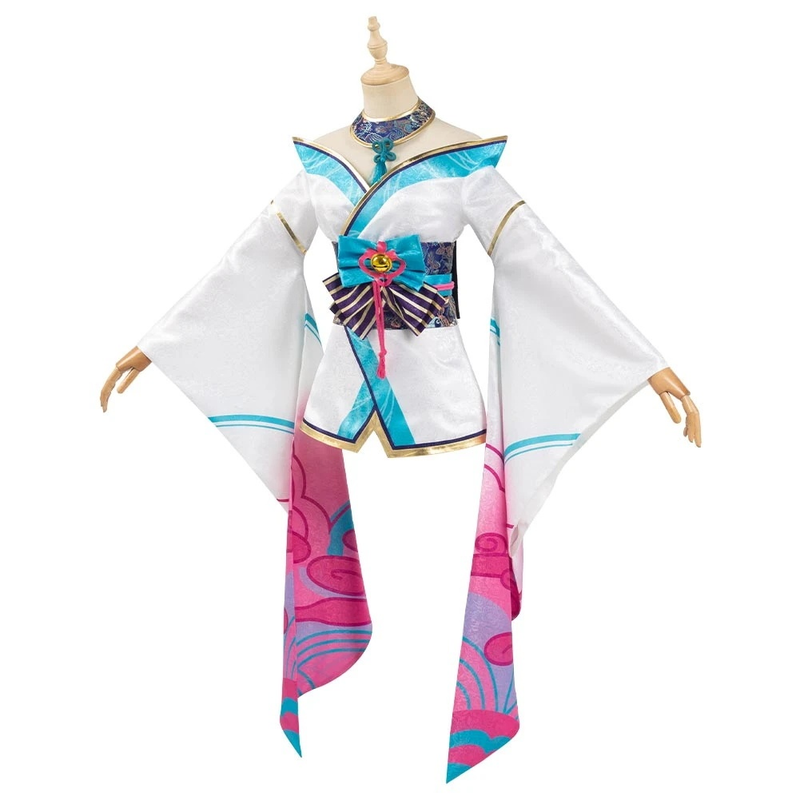 League Of Legends Lol Fox Ahri The Nine Tailed Fox Women Kimono Dress Outfit Halloween Carnival Suit Cosplay Costume - CrazeCosplay