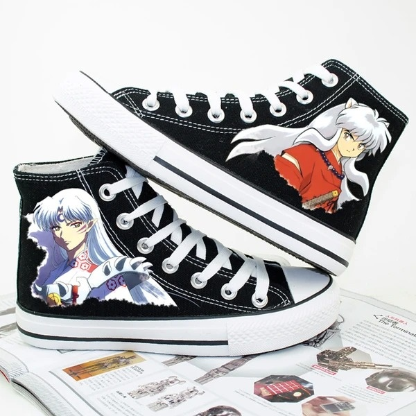 Inuyasha Black Canvas Shoes Cute High Sneakers Cosplay Shoes - CrazeCosplay