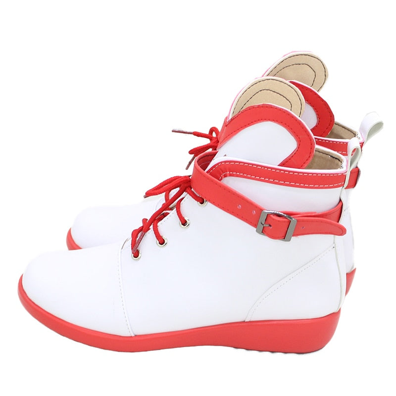 Brdwn Kizuna AI Womens AI Channel 3rd Anniversary Chinese style Cosplay Custom Flat Shoes Short Boots - CrazeCosplay