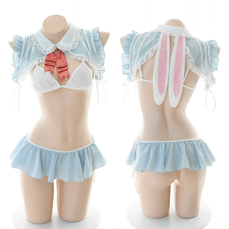 Bunny Girl Sexy Anime Cosplay costume 3 Colours Rabbit Bodysuit Erotic Outfit for woman Wrapped Chest Sweet Gift for Girlfriend - CrazeCosplay