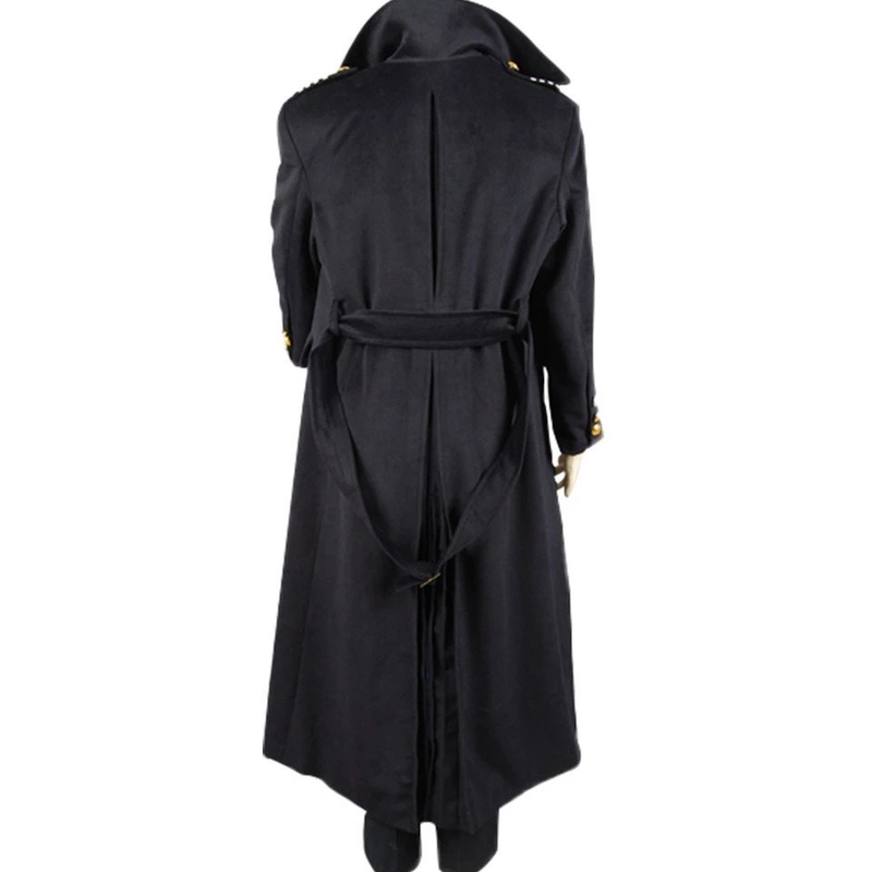 Doctor Who Dr Dark Blue Or Black Wool Trench Coat Costume Ver2 - CrazeCosplay