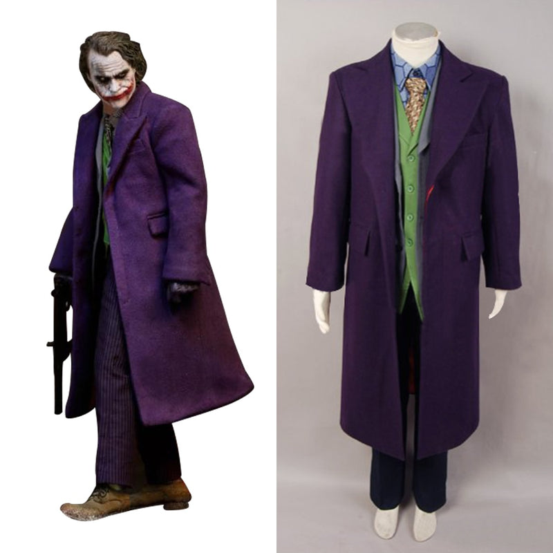 Dark Knight Joker 5 Pcs Costume Set Wool Trench Coat Version - CrazeCosplay