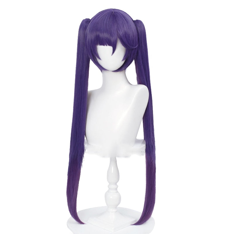Game Genshin Impact Mona Megistus Cosplay Wig Mona 80cm Purple Double Ponytail Hair Women Wigs - CrazeCosplay