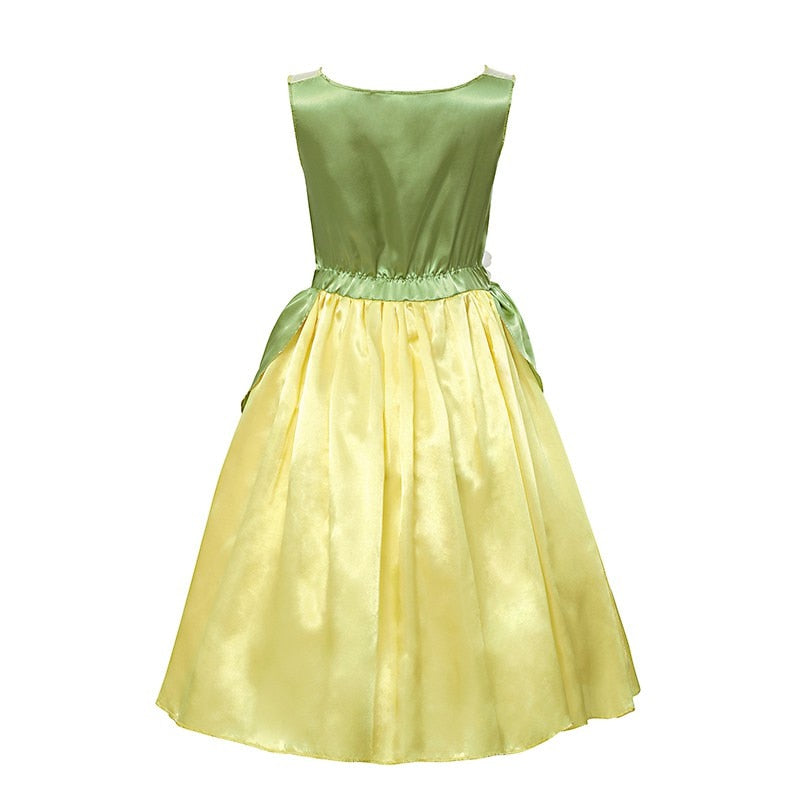 Girls Princess Tiana Dress up Costume Kids Cosplay Princess and The Frog Clothing Child Birthday Party Halloween Fancy Ball Gown - CrazeCosplay