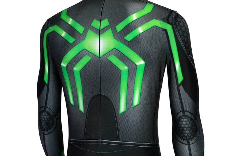 Black and Green Spiderman PS4 Stealth Suit Halloween Costume for Cosplay