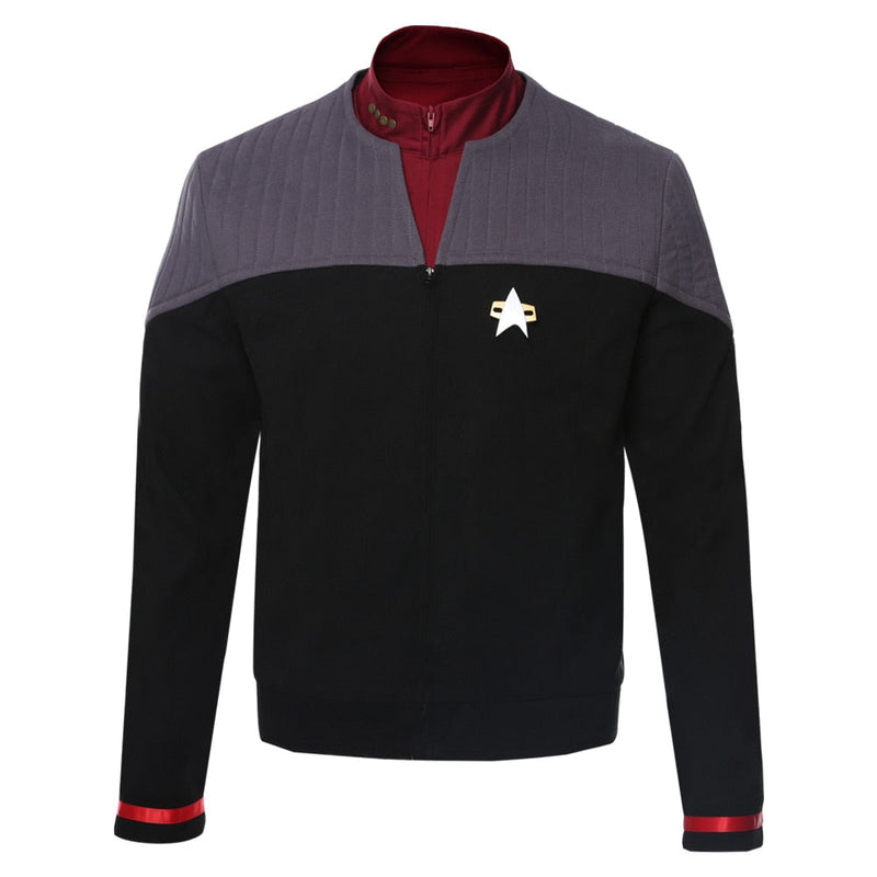 ST Jean-Luc Picard Vest Shirt Coat Jacket Tops Cosplay Costume Uniform for Men