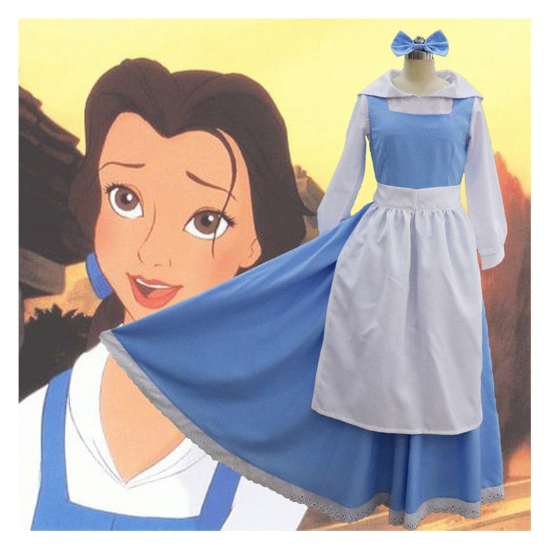 2020 Movie Beauty and the Beast Costumes Princess Belle Maid Dresses