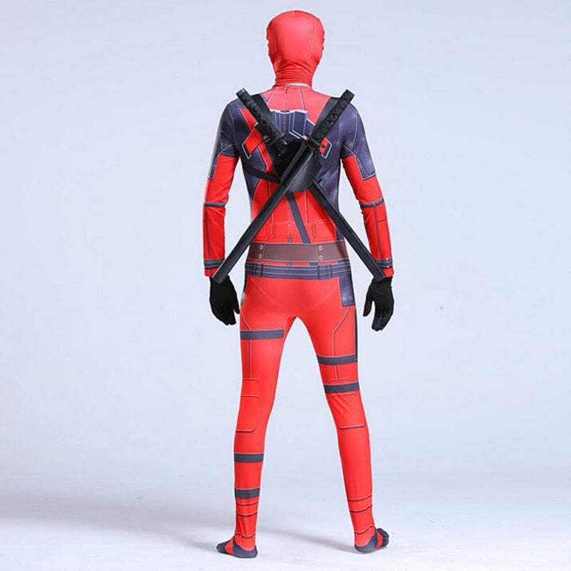 Movie Quality Kids Costume Adult Superhero Spandex Suit Party Halloween Cosplay Costume outfit deadpool With Swords Gloves Accessories - CrazeCosplay