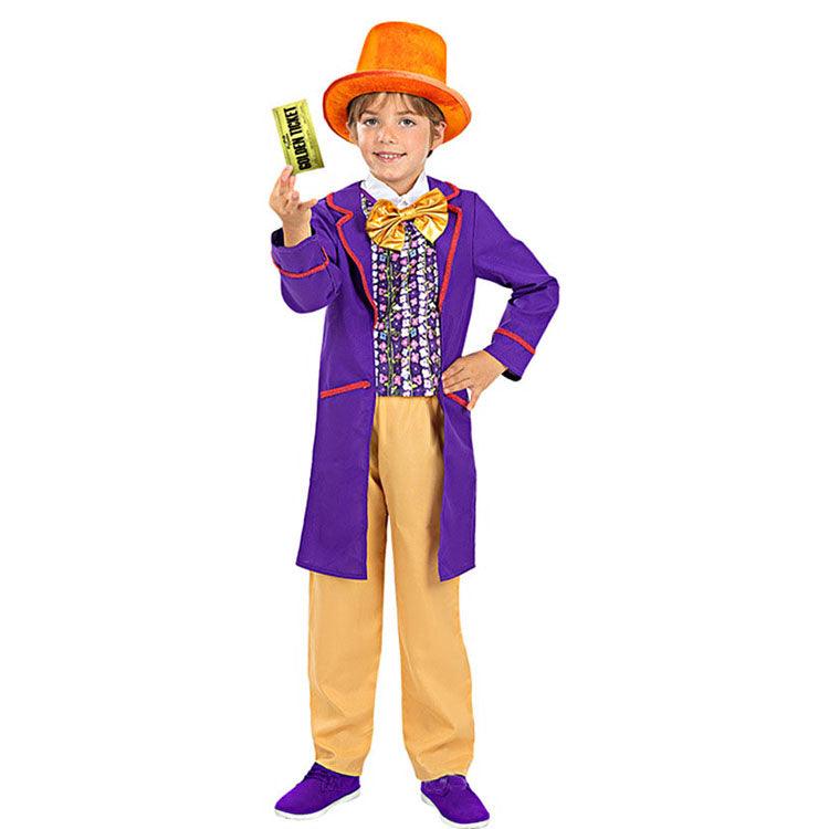 Kids Gene Wilder Willy Wonka Costume Purple Suit for Halloween Cosplay - CrazeCosplay