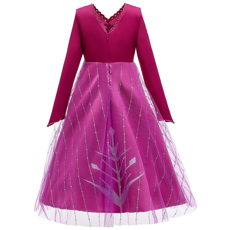 Frozen frozer 2 ii Elsa Princess Snow Queen Purple Cosplay Costume Purple Dress Up For Kids Girls - CrazeCosplay