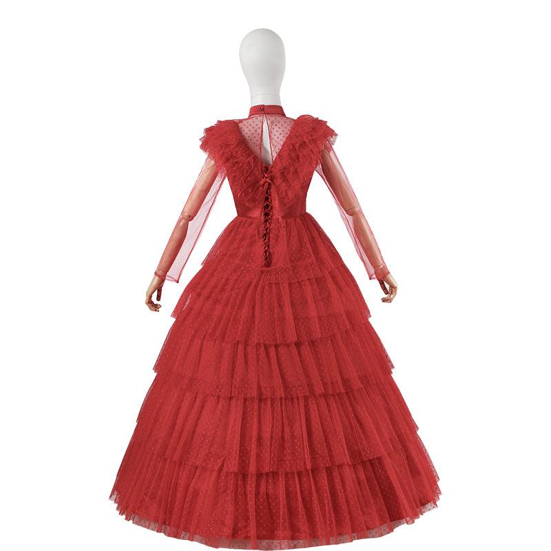 Beetle Juice Lydia Deetz Halloween Costume Beetlejuice Cosplay Red Wedding Dress