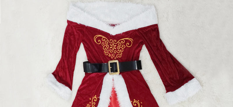 Adult Mrs Claus Fancy Fress Women's Santa Costume Christmas Outfit - CrazeCosplay