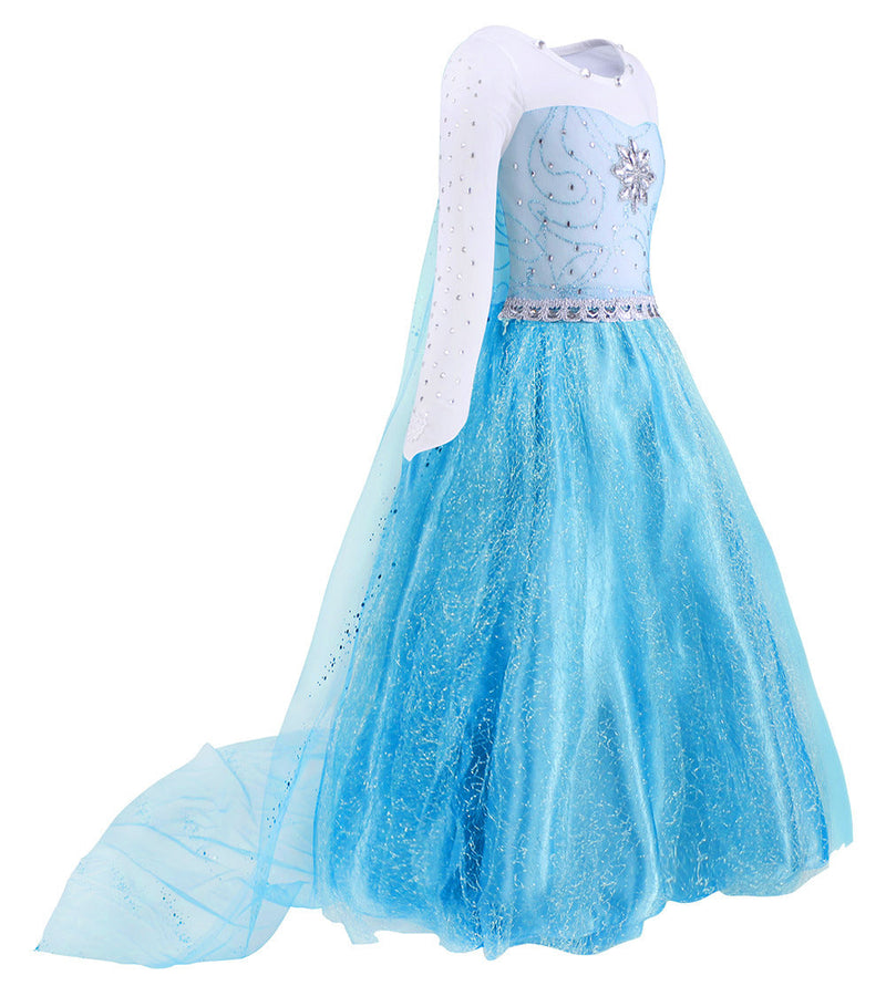 Elsa Ice Dress Cosplay Girl's Frozen Costumes for World Book Day Halloween Outfit