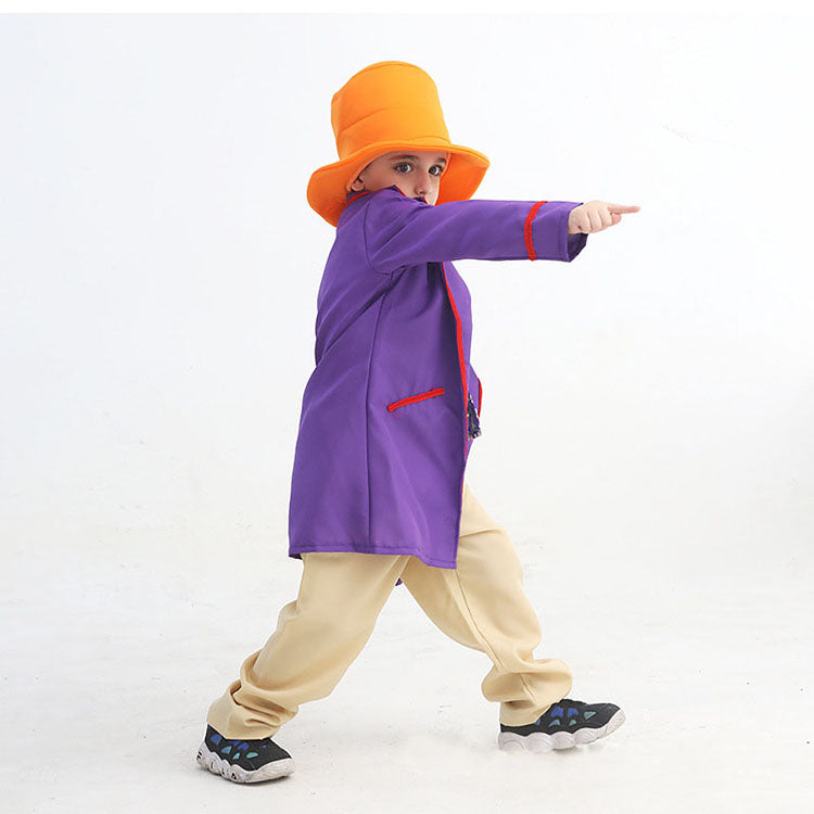 Kids Gene Wilder Willy Wonka Costume Purple Suit for Halloween Cosplay - CrazeCosplay