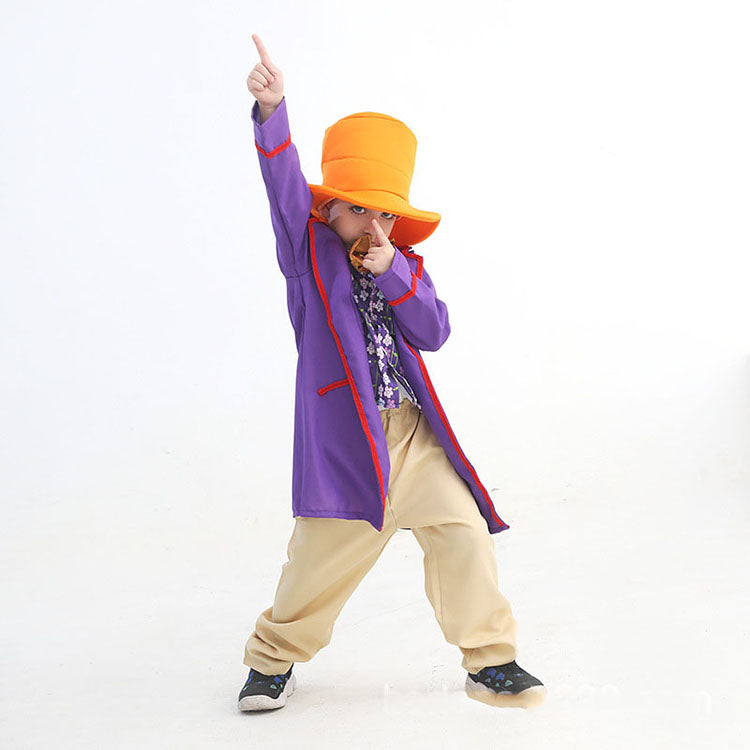 Kids Gene Wilder Willy Wonka Costume Purple Suit for Halloween Cosplay - CrazeCosplay