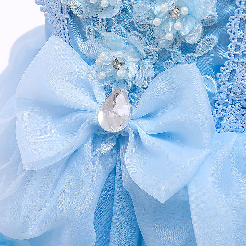 Cinderella Princess skirt children's short sleeve shawl skirt children's Birthday wedding dress cos evening dress Christmas