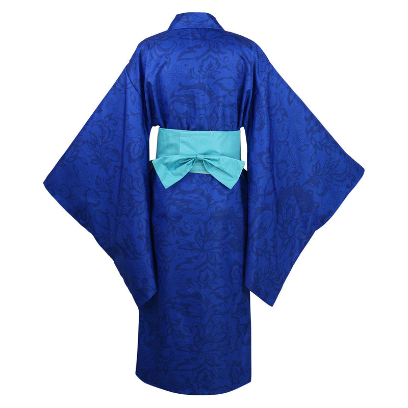 Hashibira Inosuke Navy Blue Kimono Kimetsu No Yaiba Yuukaku Hen Cosplay Costume
