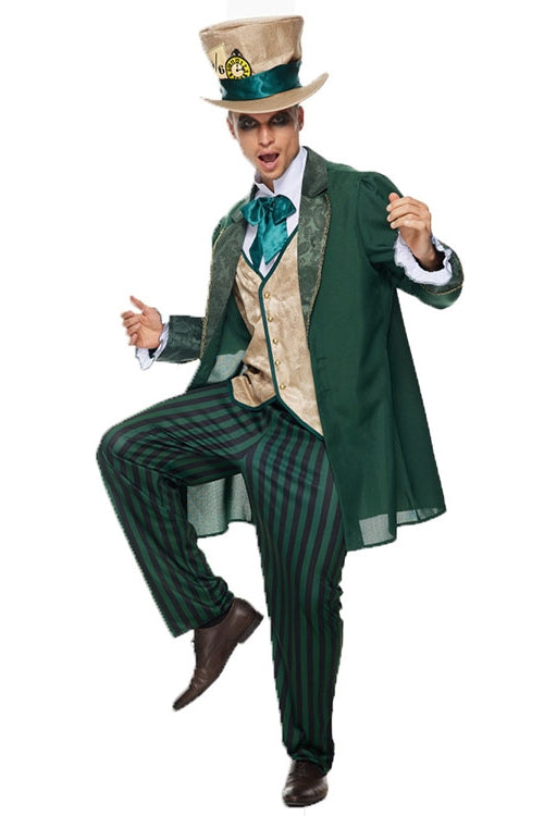 Classic Mad Hatter Green Costume Original Mad Hatter Halloween Cosplay Suit
