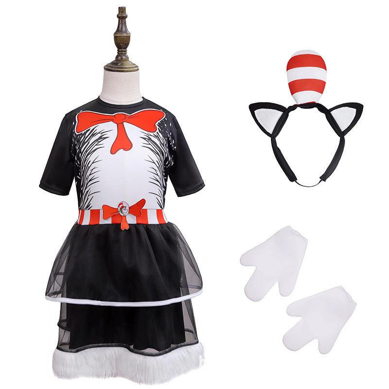 Dr Seuss Cat In The Hat Girl Costume Halloween Cosplay for Kids - CrazeCosplay