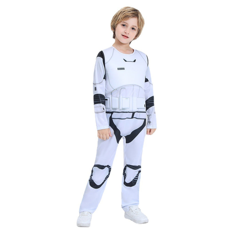 Kids White Stormtrooper Costume SW Stormtrooper Halloween Cosplay Jumpsuit