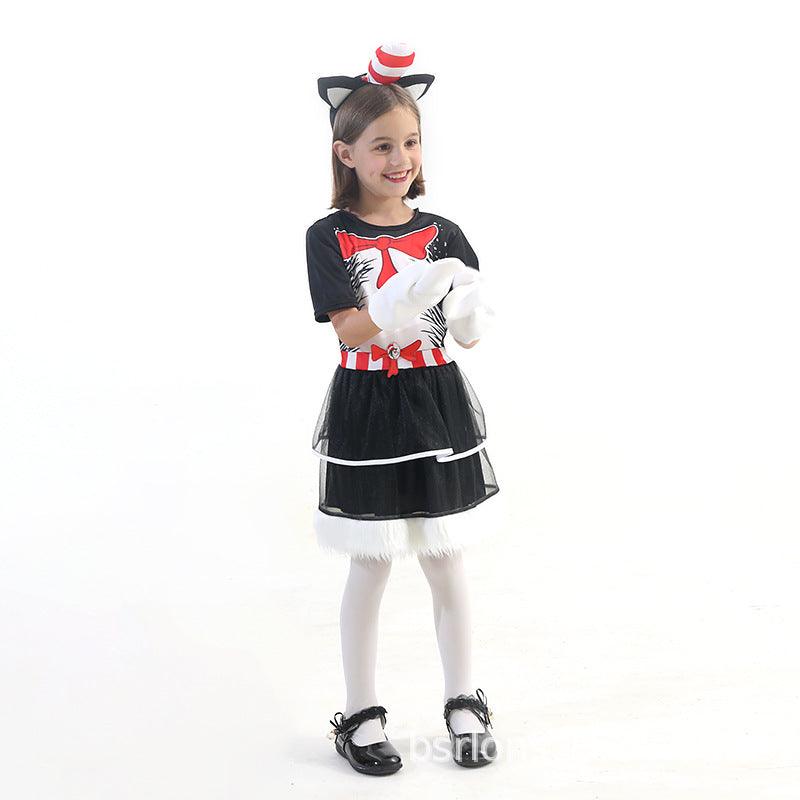 Dr Seuss Cat In The Hat Girl Costume Halloween Cosplay for Kids - CrazeCosplay