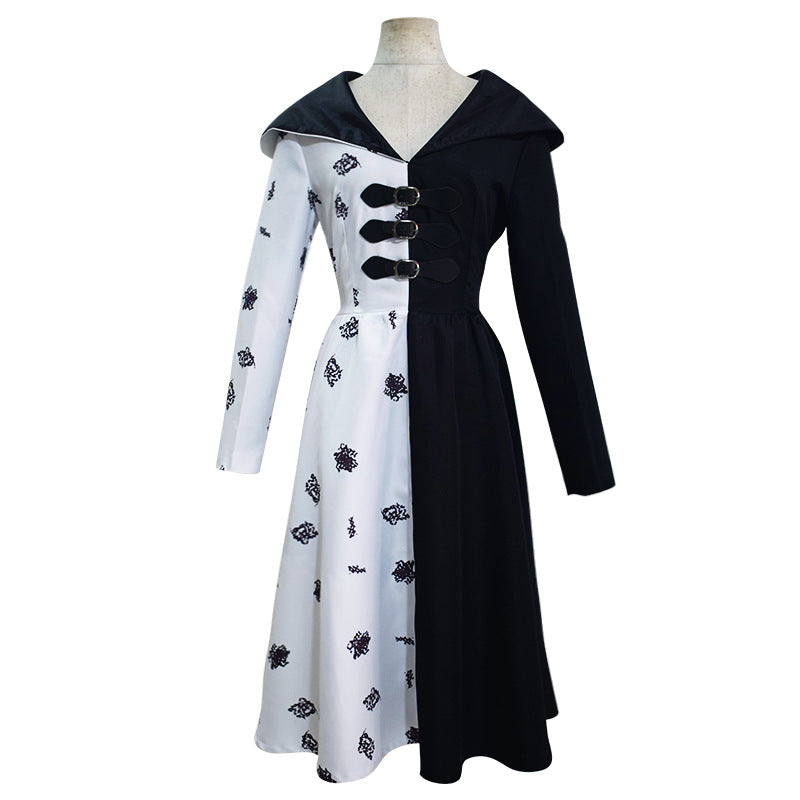 Cruella costumes 2021 Movie Cruella Devil Black White Dresses Outfits Halloween Cosplay Costume - CrazeCosplay