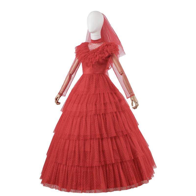 Beetle Juice Lydia Deetz Halloween Costume Beetlejuice Cosplay Red Wedding Dress