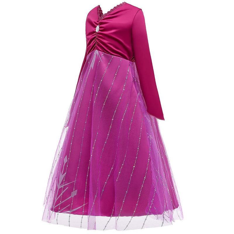 Frozen frozer 2 ii Elsa Princess Snow Queen Purple Cosplay Costume Purple Dress Up For Kids Girls - CrazeCosplay