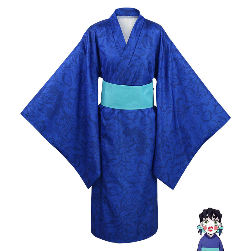 Hashibira Inosuke Navy Blue Kimono Kimetsu No Yaiba Yuukaku Hen Cosplay Costume