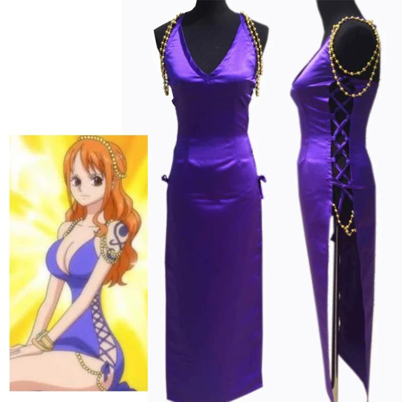 Nami Zou Island Purple Dress One Piece Nami Halloween Cosplay Costume