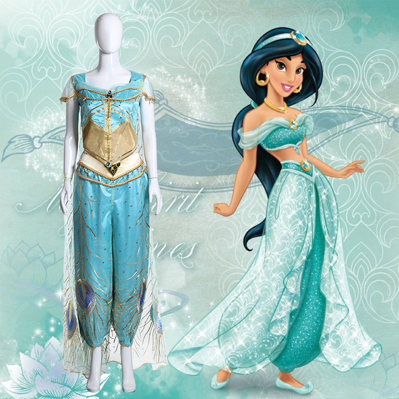 Naomi Scott Princess Jasmine Aladdin The Movie Peacock Outfit Cosplay Costume 2019 s 2020 Mena Massoud New 'S And Dresses kid children - CrazeCosplay