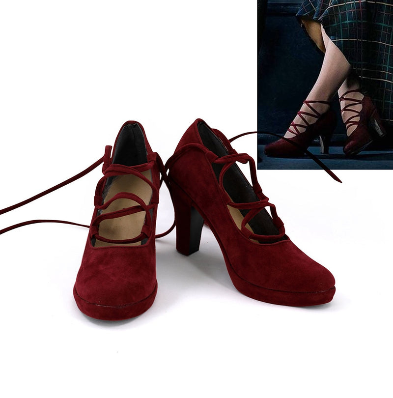 Queenie Goldstein Shoes Cosplay Fantastic Beasts The Crimes of Grindelwald Cosplay Boots High Heel Red Shoes Custom Made - CrazeCosplay