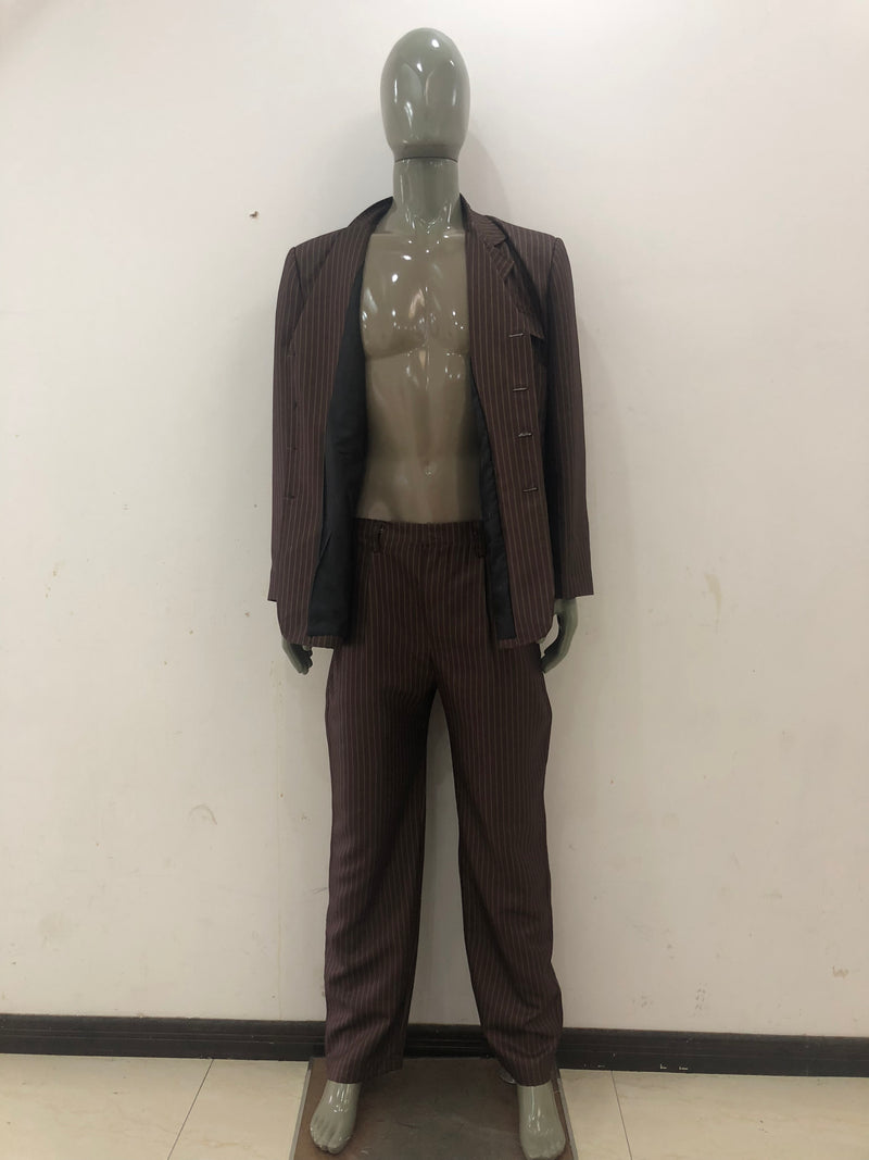 Who Will Be Doctor Dr Brown Pinstripe Suit Blazer Pants Costume - CrazeCosplay