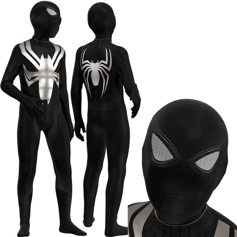 Spider-Man Venom Suit Miles Morales PS5 Cosplay Costume Symbiote Black Suit For Kid