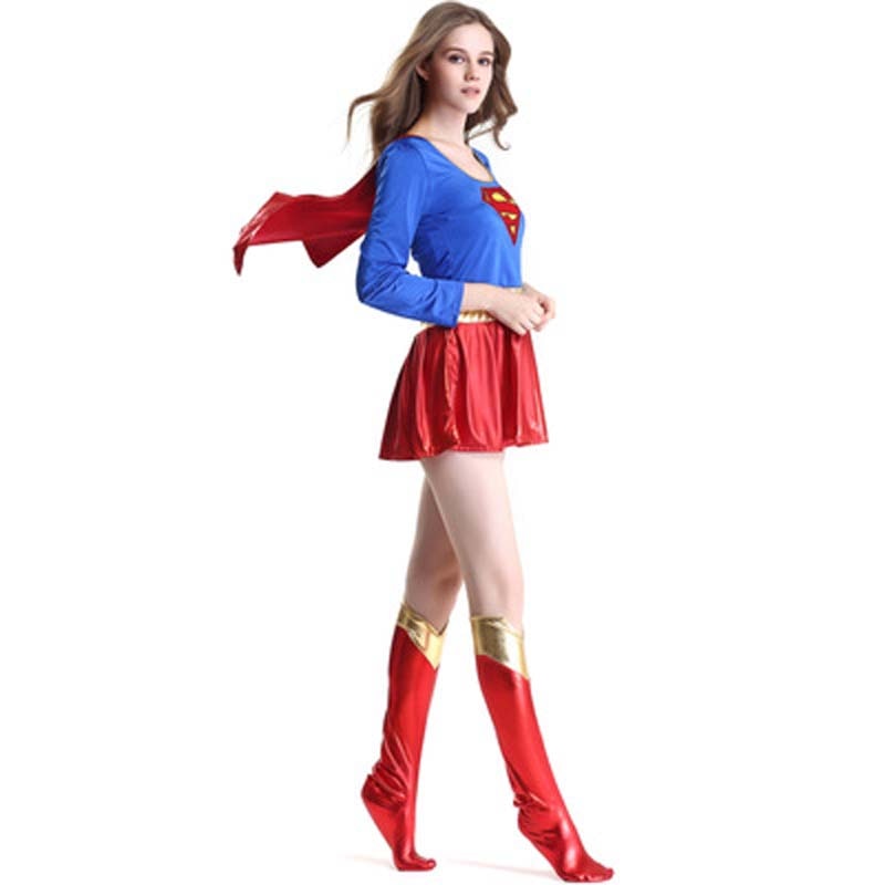 Superhero Cosplay Costume Sexy Supergirl Halloween Cos Clothing Fancy Boots Dress Sets Adult Super Women Girl Cosplay Wholesale - CrazeCosplay