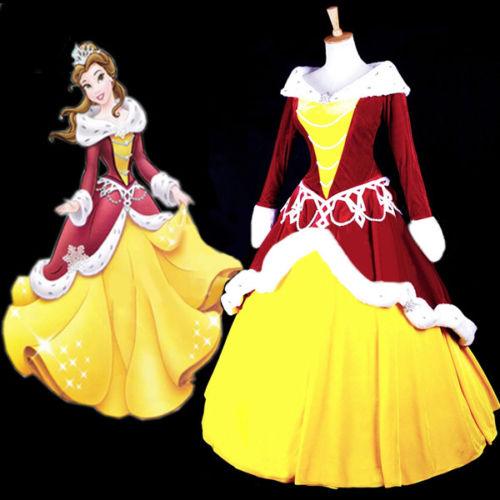 adult beauty and the beast belle princess gold dress - CrazeCosplay