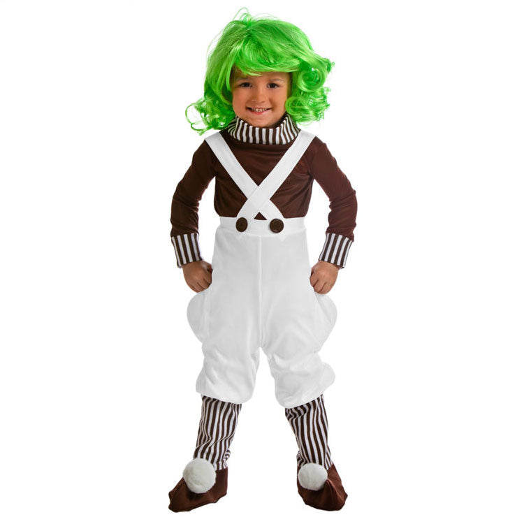 Oompa Loompa Costume Halloween White Suit with Wigs for Adult Toddler - CrazeCosplay